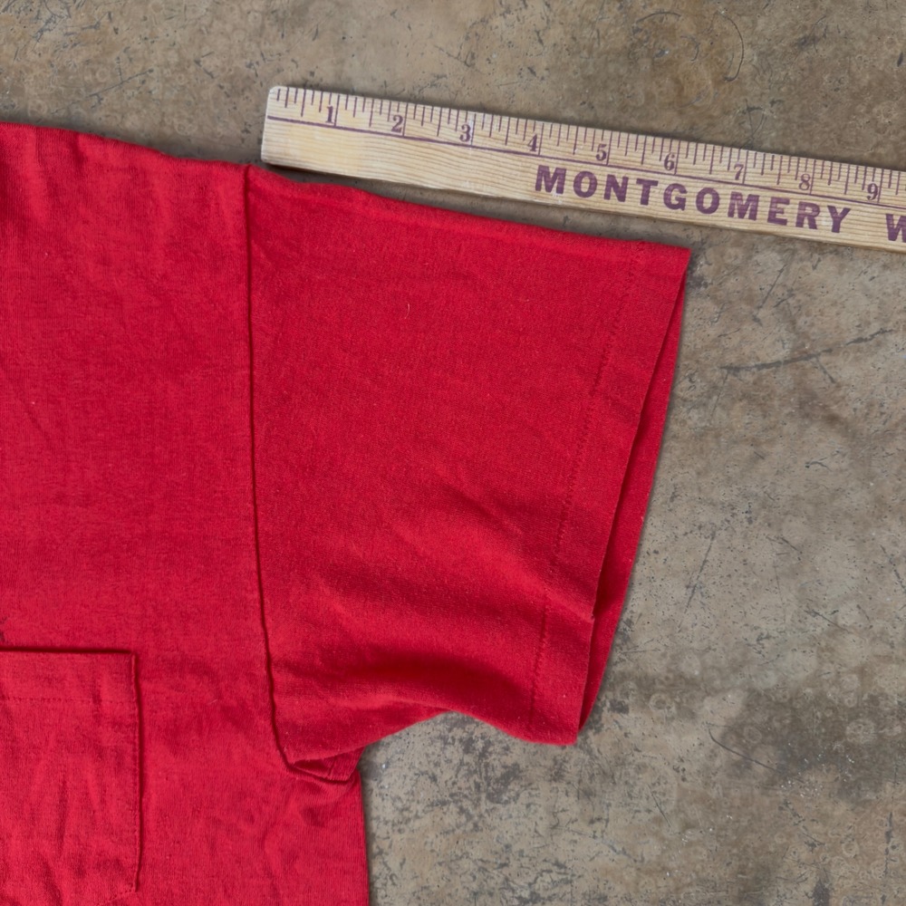 Vintage‎ Prentiss Red Pocket T-Shirt XL Made in USA Mounted Collar Cotton Blend - Picture 5 of 6